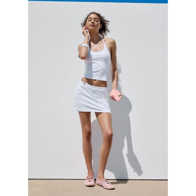 Stradivarius Basis broekrok van tricot  Ecru S