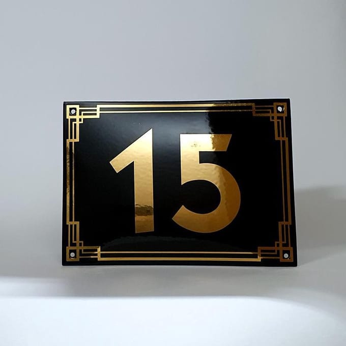 Art deco | jaren ’30 | luxe emaille huisnummer - 15