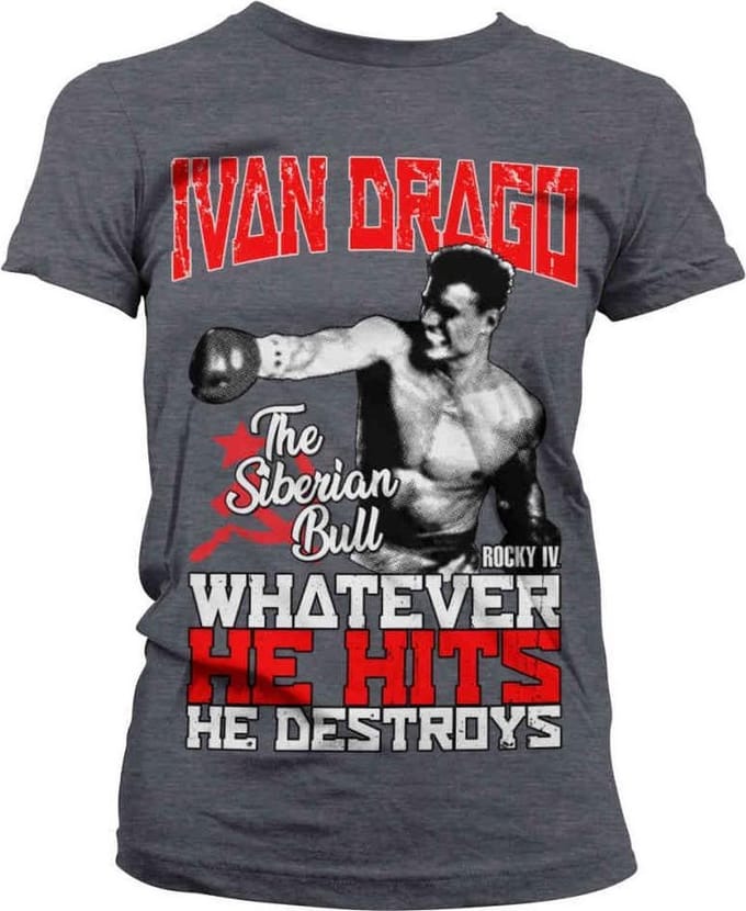 Rocky Dames Tshirt -L- Ivan Drago The Siberian Bull Grijs