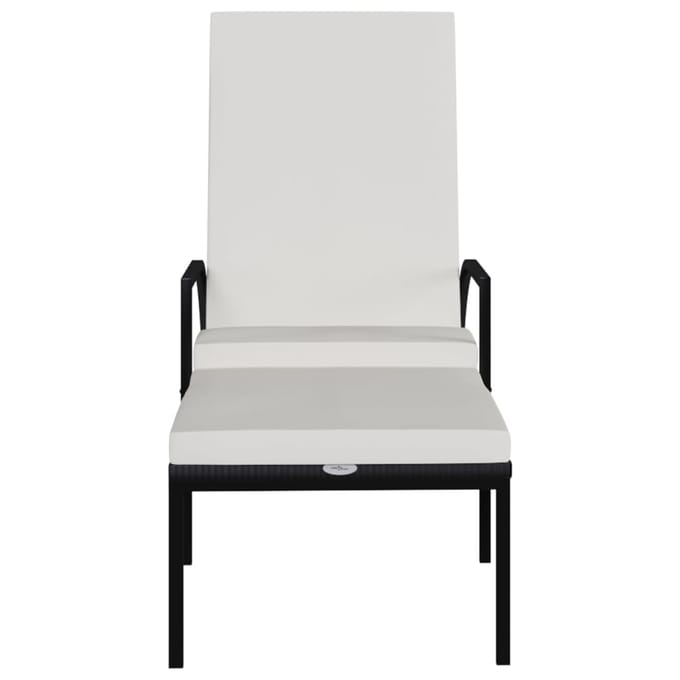 vidaXL - Ligbed - met - voetensteun - polyetheen - rattan - zwart