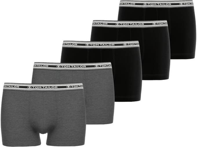 TOM TAILOR Buffer Heren Boxer Multipack - 5-Pack - Grijs/Zwart