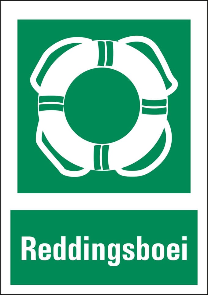 Reddingsboei sticker met tekst 210 x 297 mm