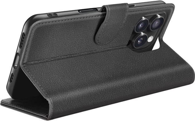 Zanae, Hoesje geschikt voor iPhone 16 Pro - Wallet Case & Magneetsluiting, Zwart