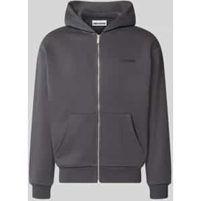 relaxed fit sweatjack van katoenmix met labeldetail
