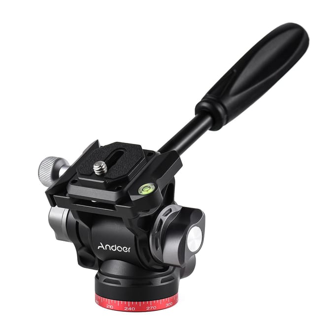 Andoer Compact Video Vloeistofkop Pan Tilt Statiefkop Panorama Balhoofd Statiefbevestiging Aluminiumlegering Type 1