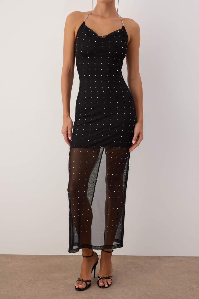 Rechte maxi-jurk voor dames, mouwloos, nauwsluitend model, cocktailjurk