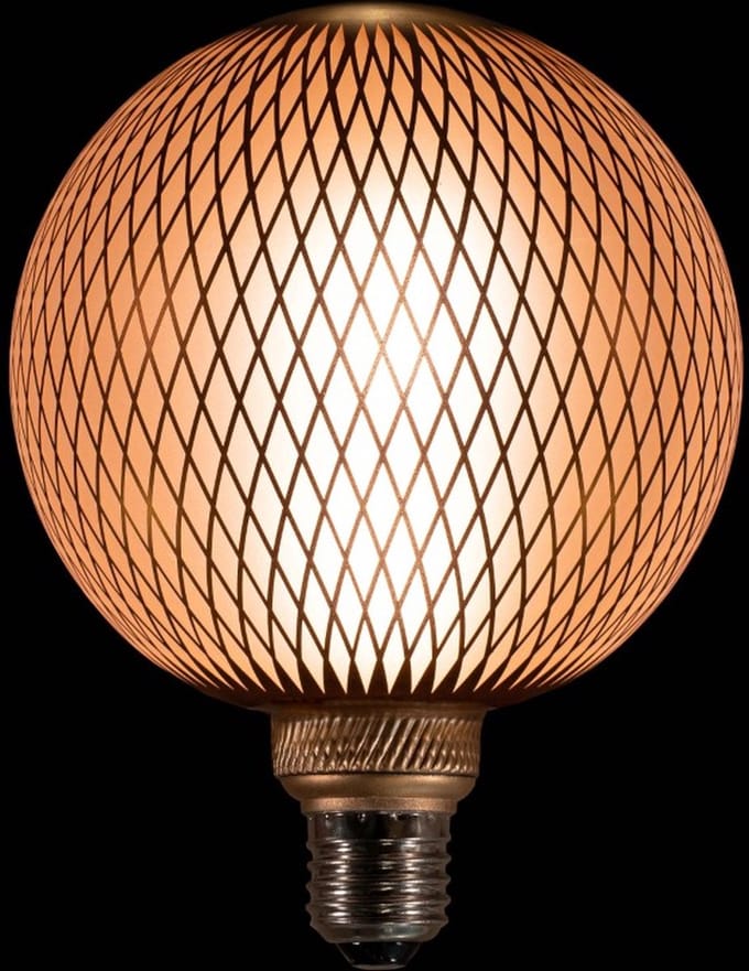 Annas collection - Led Bulb Grid Pattern Matt Gold 125X170Mm 4W-22...