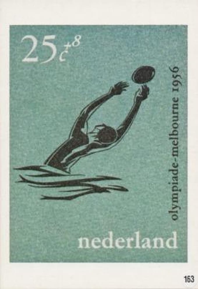 Briefkaart met afbeelding Waterpolo-speler – Olympiade 1956 – Melbourne postzegel