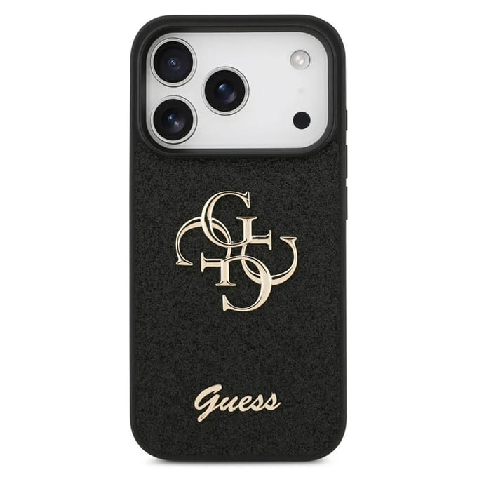 Guess Back Cover - iPhone 17 Pro Max - Zwart - Slanke, schokbestendige randen - Stijlvolle glitterdesign