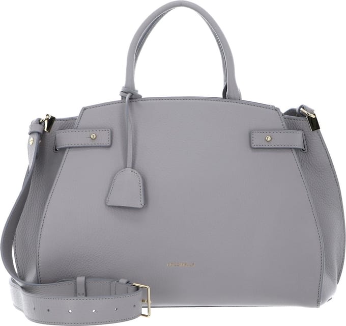 COCCINELLE Leren handtas schoudertas Kliche Handbag Grained Leather Light Grey Lichtgrijs