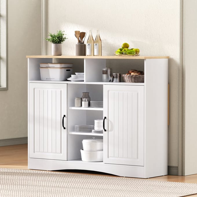 Clruro Mobiel Keukeneiland - Uitschuifbaar Werkblad + Stoelen + Opbergruimte - Vrijstaand - MDF - Wit