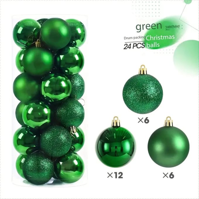 Nivard Kerstballen - Kerstversiering - Plastic - Kerstballenset - Groen - 24 stuks