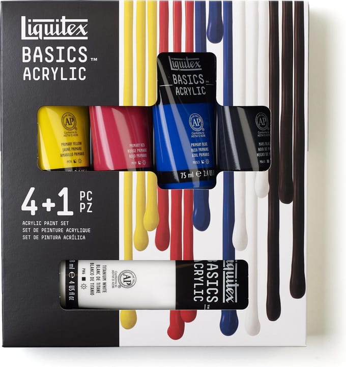 Liquitex Basics Set 4 x 75ml + Wit 118ml