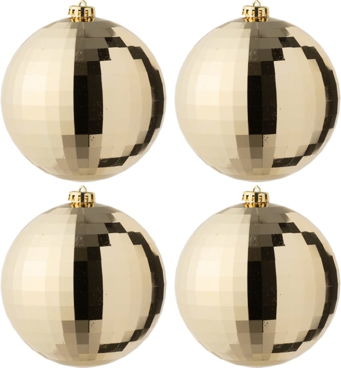 J-Line kerstbal Disco - kunststof - goud - doos van 4
