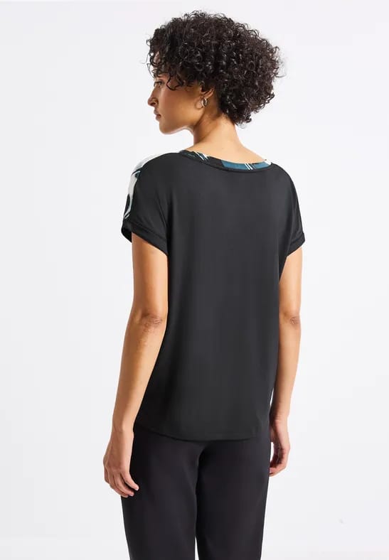 Materiaalmix V-hals Shirt