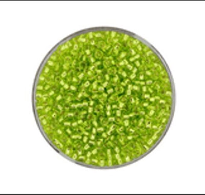 9660-574 Jap. Miyukirocailles - 2,2mm - silverlined light olivine - 12 gram