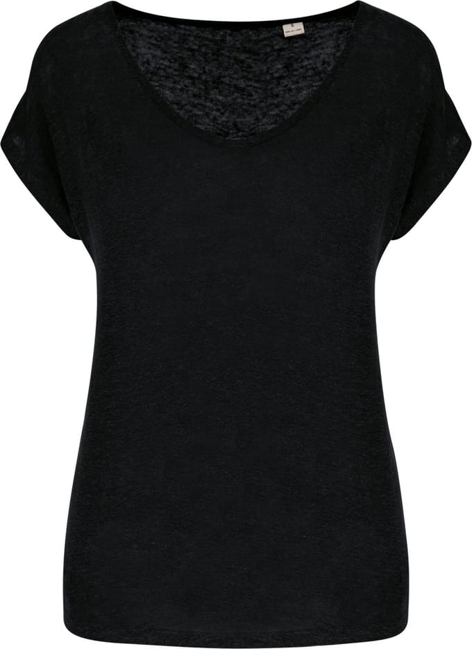 Spasso Linnen dames-t-shirt V-hals SP321 - Black - M