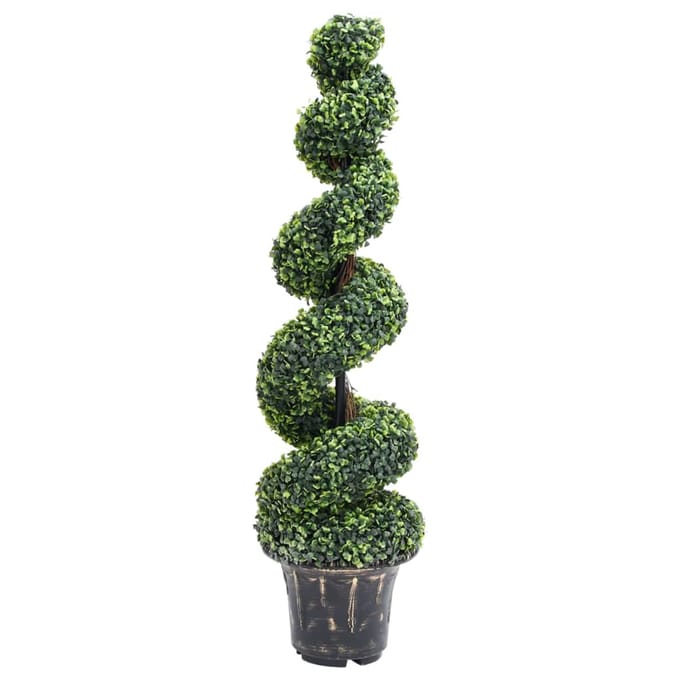 vidaXL - Kunstplant - met - pot - buxus - spiraal - 117 - cm - groen