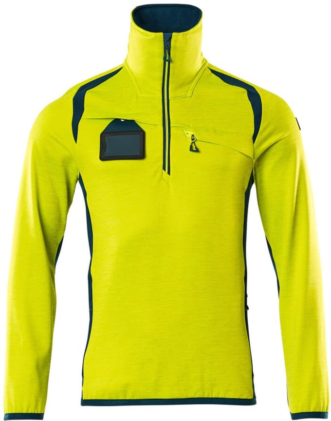 Mascot Accelerate Safe Fleecetrui met korte rits 19303-316 - hi-vis geel/donkerpetrol - 4XL