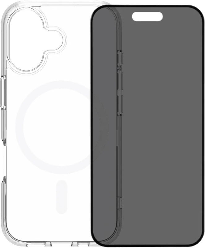 BlueBuilt Protective Back Cover met MagSafe iPhone 17 Transparant + iPhone 17 Privacy Screenprotector Glas