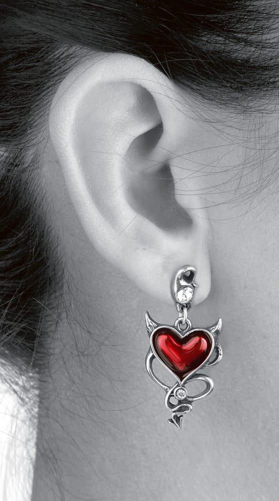 Alchemy Gothic Oorstekerset - Devil Heart Studs - voor Vrouwen - standaard