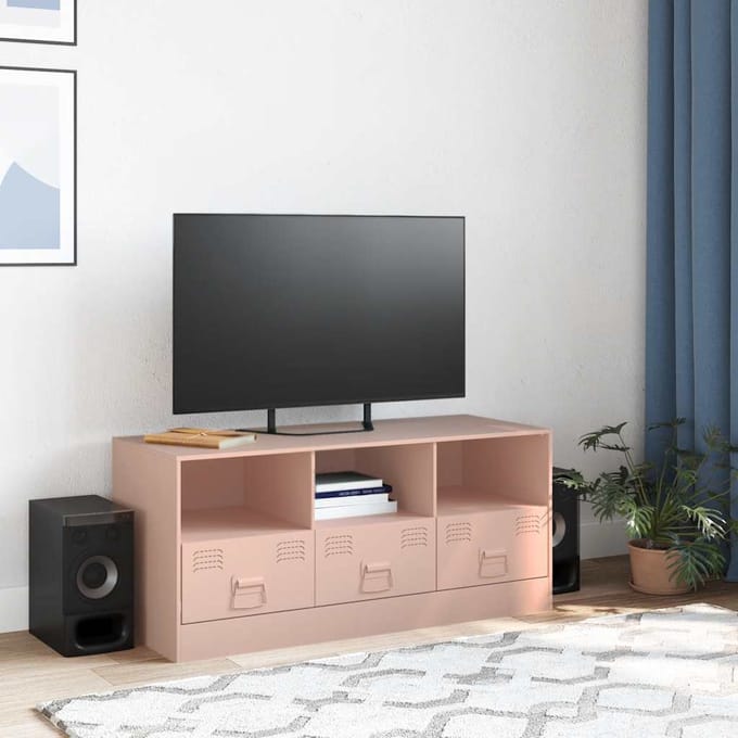 vidaXL - Tv-meubel - 99x39x44 - cm - staal - roze