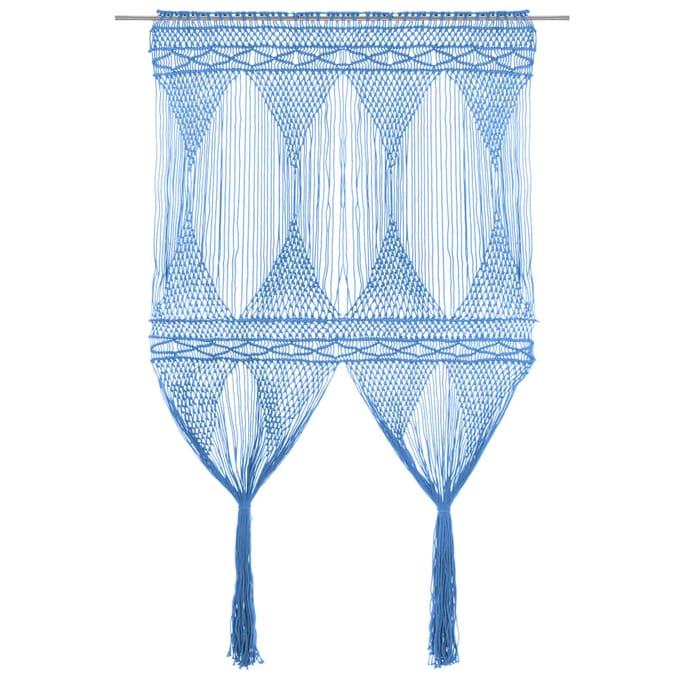 vidaXL - Gordijn - macramé - 140x240 - cm - katoen - blauw