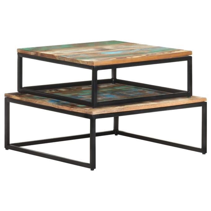 vidaXL - 2-delige - Salontafelset - massief - gerecycled - hout