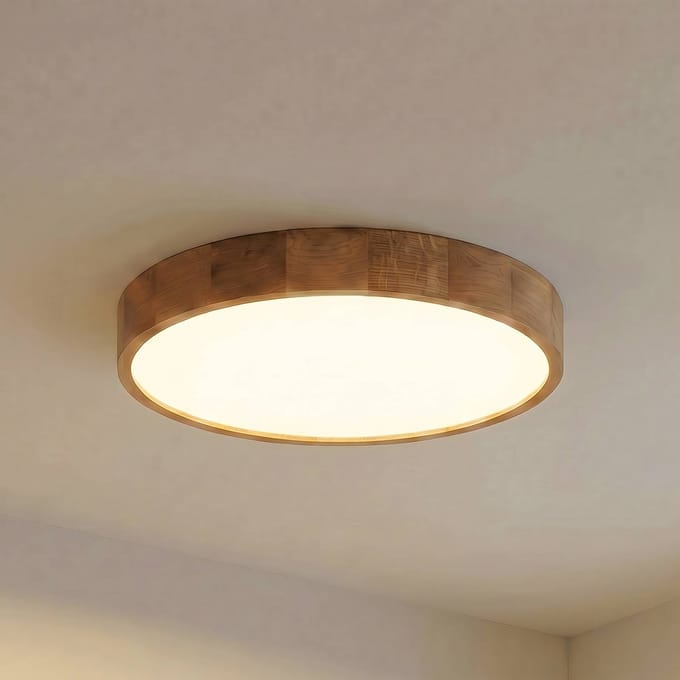 TEMAR LIGHTING Cleo plafondlamp, Ø 57,5 cm, 5-lamps, eikenhout, E27