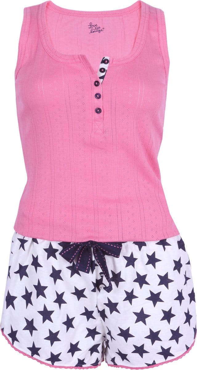 Roze en witte pyjama met sterren