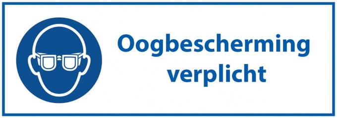 Oogbescherming verplicht tekstbord - kunststof 200 x 75 mm