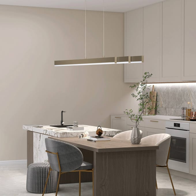 FISCHER & HONSEL LED hanglamp Vayana, greige, lengte 189 cm, CCT-touchdimmer