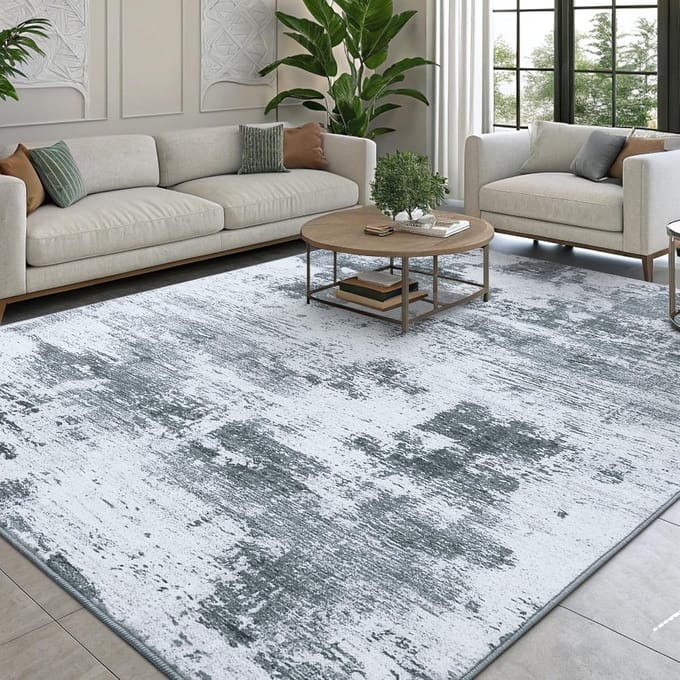 Omgoods - Modern Abstract Tapijt 80x150 cm - Machine Wasbaar en Antislip in Grijs