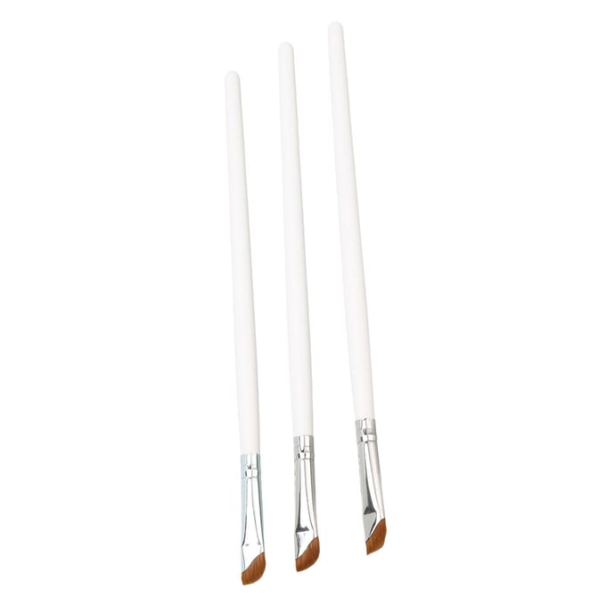3 stuks Schuine Eyeliner Penseel Ultra Dun Schuin Comfortabele Grip Eyeliner Make-up Penseel Wit white