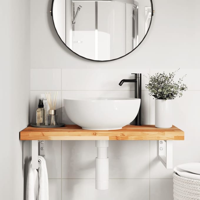 vidaXL - Badkamer - wandschap - staal - en - massief - acaciahout