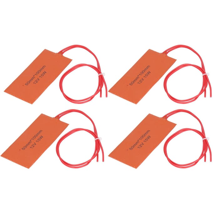 4PCS Coussin Chauffant en Caoutchouc Silicone Tapis Chauffant Flexible pour Couverture Électrique Bidon d'Huile 12V 15W