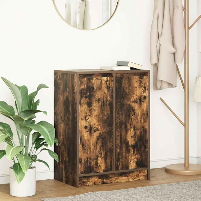 vidaXL - Dressoir - 57x34x76 - cm - bewerkt - hout - gerookt - eikenkleurig