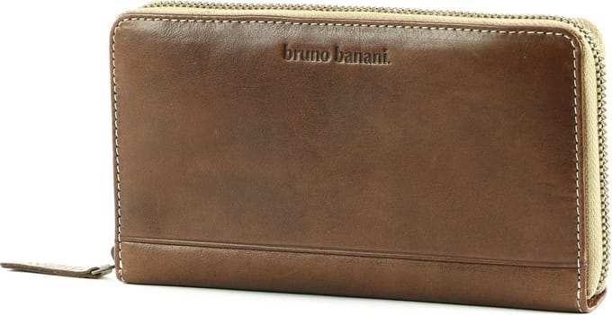 bruno banani Leren Portemonnee Zip Around Wallet Brown Bruine