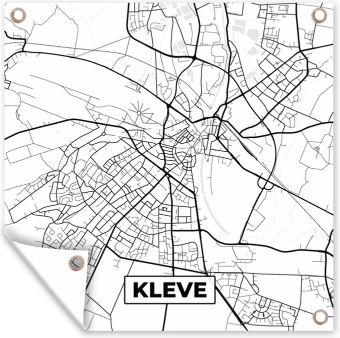 Tuindoek Stadskaart - Kaart - Kleve - Plattegrond - 100x100 cm