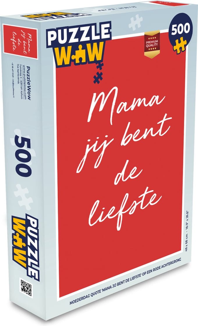 Puzzel Quotes - Mama - Spreuken - Mama jij bent de liefste - Legpuzzel - Puzzel 500 stukjes