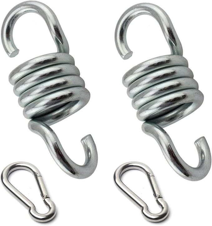 Hangmat Stoel Veer - Schommelveer Ophanging - Stoel Ophangen - Zware Staalconstructie - 108 mm - Zilver