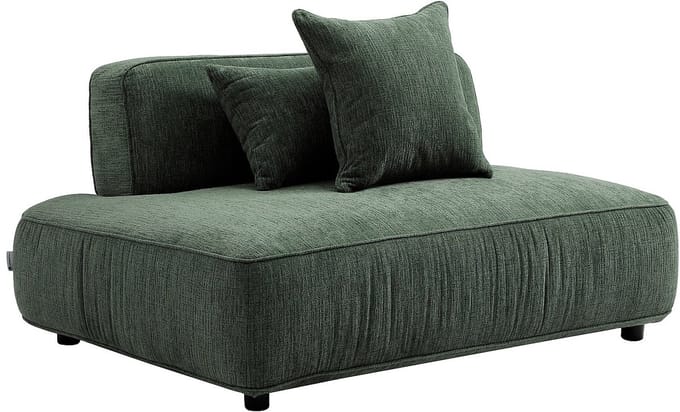 Vente-unique Chaise longue links in groene chenillestof LELACO