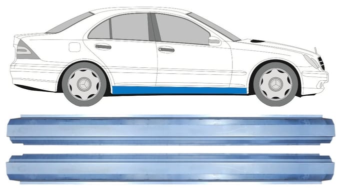 Reparatie dorpel voor Mercedes C-Class W203 2000-2007 / Links = Rechts / Set