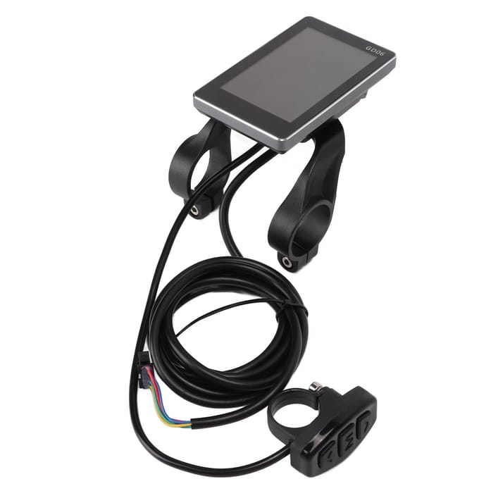 Elektrische Fiets LCD Display GD06 Fietscomputer Snelheidsmeter met 36V 48V Aansluiting voor Modificatie black