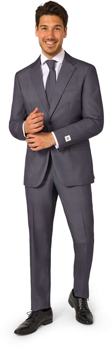 OppoSuits Charcool - Heren Pak - Effen Gekleurd - Donker Grijs Kostuum - Maat EU 58