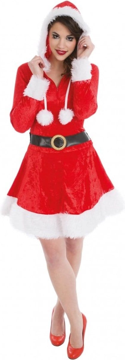 Kerstjurk met Capuchon en Ceintuur - Maat M