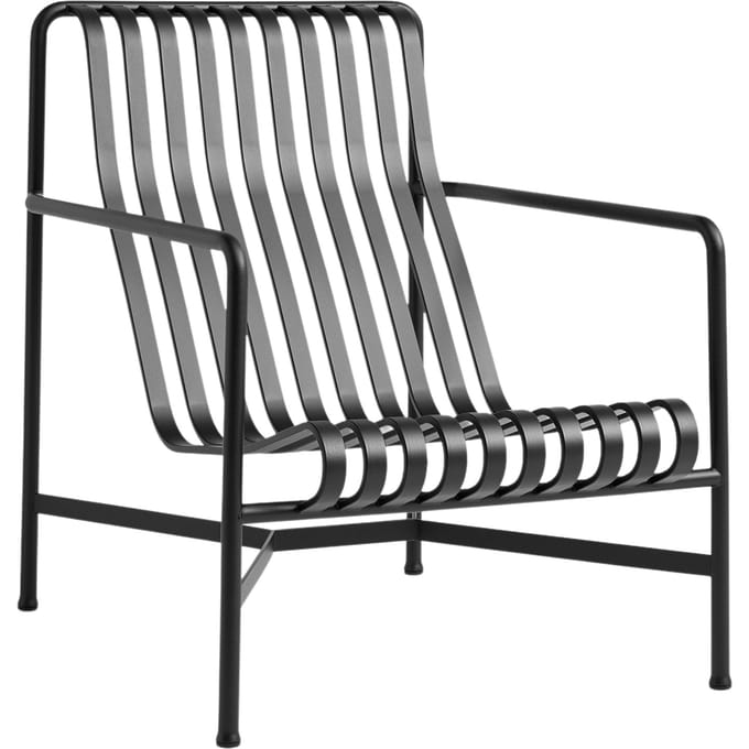 HAY - Palissade Lounge Chair High - antraciet - zwart