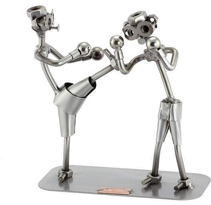 Metalen beeld - Kickboksen - Sport - Moerenbeeldje - 16x17x8 cm - by Rawa