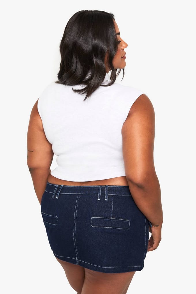 boohoo Dames Plus Top met kraag en geribbelde utility-look | Asgrijs | Maat: 44
