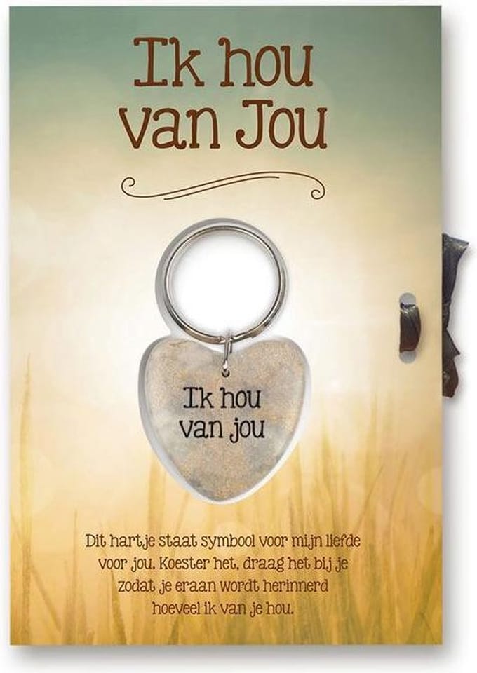 Gelukshart Sleutelhanger Giftcard Ik  hou van jou